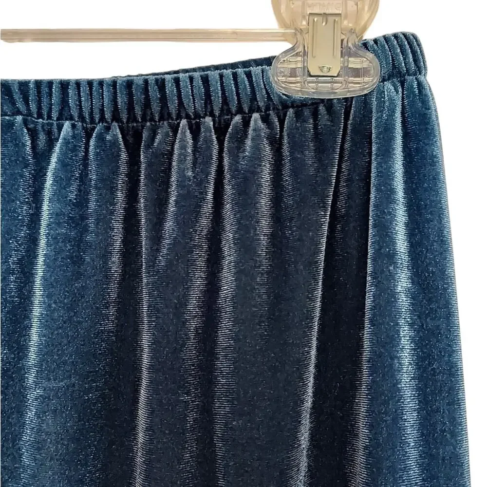 Turquoise Teal Blue Velour Velvet Straight Lace Trim Elastic Pajama Pants 2XL